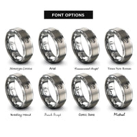 font options for inside engraving on silver double trail rings