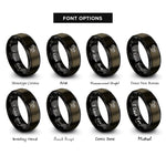 font options for inside engraving on gunmetal & black double trail rings