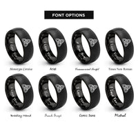 font options for inside engraving on black double triquetra rings