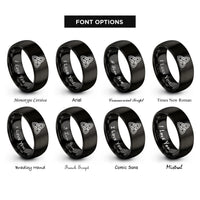 font options for inside engraving on black double triquetra rings