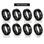 font options for inside engraving on black double triquetra rings