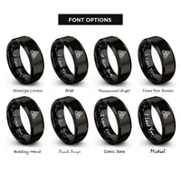 font options for inside engraving on black double triquetra rings