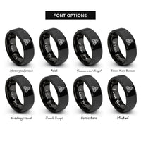 font options for inside engraving on black double triquetra rings