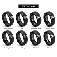 font options for inside engraving on black double triskelion rings