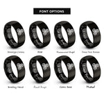 font options for inside engraving on black double triskelion rings