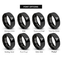 font options for inside engraving on black double triskelion rings