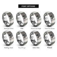 font options for inside engraving on grey double triskelion rings