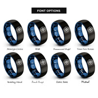 font options for inside engraving on black & blue doubloon rose rings