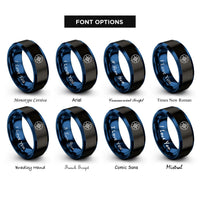 font options for inside engraving on black & blue doubloon rose rings
