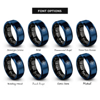 font options for inside engraving on black & blue doubloon rose rings