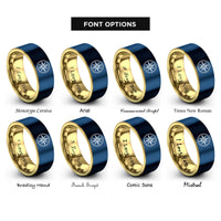 font options for inside engraving on gold & blue doubloon rose rings