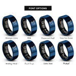 font options for inside engraving on black & blue dove rings