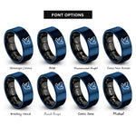font options for inside engraving on black & blue dove rings