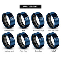 font options for inside engraving on black & blue dove rings