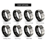 font options for inside engraving on black & silver dove rings