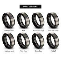 font options for inside engraving on black & grey dove rings