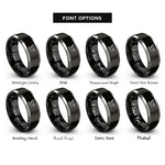 font options for inside engraving on black & gray dove rings