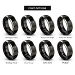 font options for inside engraving on black & grey dove cross intertwined rings