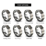 font options for inside engraving on gray dove cross intertwined rings
