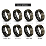 font options for inside engraving on gunmetal & black dove rings