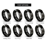 font options for inside engraving on black & grey dove music notes rings