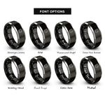 font options for inside engraving on black & grey dove rays rings