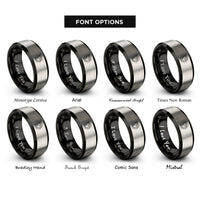 font options for inside engraving on black & gray dove rays rings