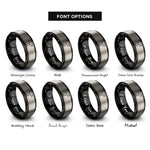 font options for inside engraving on black & silver dovetail joint rings