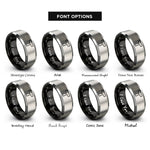 font options for inside engraving on black & silver dovetail joint rings