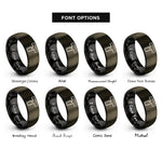 font options for inside engraving on gunmetal & black dovetail joint rings