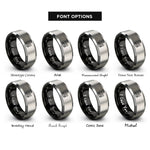 font options for inside engraving on black & gray dowel joint rings