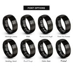 font options for inside engraving on black dowel joint rings
