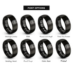 font options for inside engraving on black downward horseshoe clover rings
