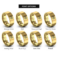 font options for inside engraving on gold downward horseshoe clover rings