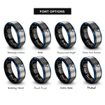 font options for inside engraving on black & blue & silver dowsing rods rings