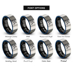 font options for inside engraving on black & blue & grey dpv scooter diver rings