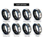 font options for inside engraving on black & blue & grey draco rings