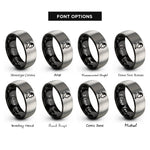 font options for inside engraving on black & grey dracula silhouette rings