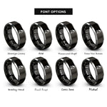 font options for inside engraving on black & gray dracula silhouette rings