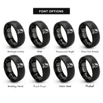 font options for inside engraving on black dracula silhouette rings