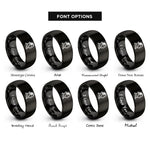 font options for inside engraving on black dracula silhouette rings