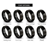 font options for inside engraving on black dracula silhouette rings