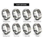 font options for inside engraving on grey dracula silhouette rings