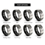 font options for inside engraving on black & gray draft tap handle rings