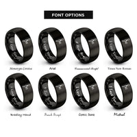 font options for inside engraving on black draft tap handle rings