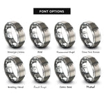 font options for inside engraving on gray draft tap handle rings