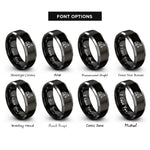 font options for inside engraving on black & silver dragline excavator rings