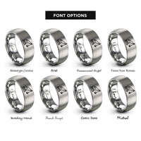 font options for inside engraving on silver dragline excavator rings