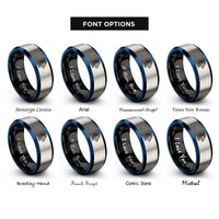 font options for inside engraving on black & blue & silver dragon rings
