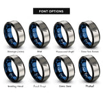 font options for inside engraving on black & blue & gray dragon boat paddler rings